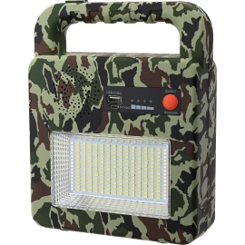 Pārnēsājama saules lampa ar Bluetooth skaļruni, 3,5 W, 380/130 lm, IP44, kamuflāžas raksts (Optonica)
