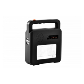 Pārnēsājama saules lampa ar Bluetooth skaļruni, 3,5 W, 380/130 lm, IP44, melna (Optonica)