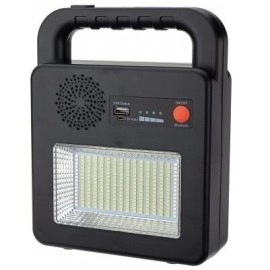 Pārnēsājama saules lampa ar Bluetooth skaļruni, 3,5 W, 380/130 lm, IP44, melna (Optonica)