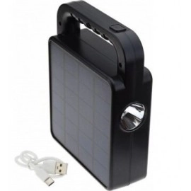 Pārnēsājama saules lampa ar Bluetooth skaļruni, 3,5 W, 380/130 lm, IP44, melna (Optonica)