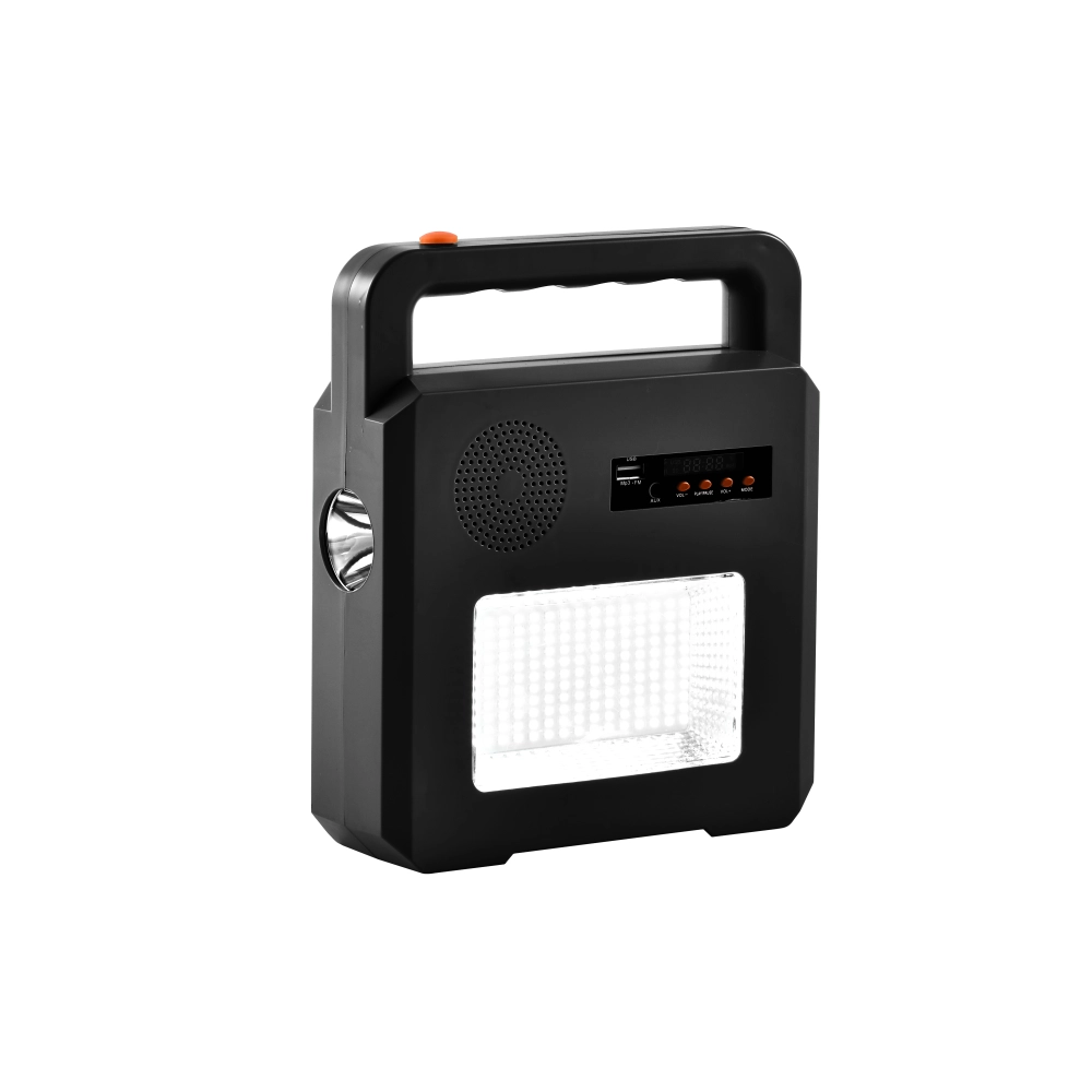 Pārnēsājama saules lampa ar Bluetooth skaļruni, 3,5 W, 380/130 lm, IP44, melna (Optonica)