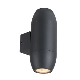 Āra sienas lampa IP54, 2×GU10, melns alumīnija korpuss (Optonica)