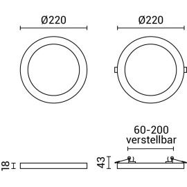 LED Multi-Fit iebūvējamais gaismeklis 10–18W CCT/jaudas izvēle ar sensoru, balts