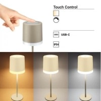 Uzlādējama galda lampa, 2,5W, 280 lm, 3000K–6000K, IP54, bēša (OPTONICA)