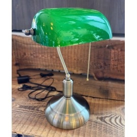 Banker Big — Galda lampa 1× E27, zaļš kupols un bronzas pamatne (Optonica)