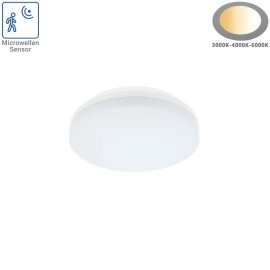 Apaļš LED griestu gaismeklis ar mikroviļņu sensoru 18W 1880 lm 3CCT IP54 balts (Optonica)