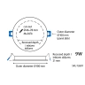 Iebūvējams LED mini panelis, apaļš, 9W, 3CCT, Ø100 (izgr. Ø75), IP20 (Optonica)