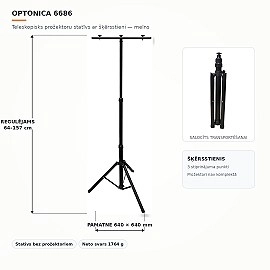 Teleskopisks prožektoru statīvs ar šķērsstieni, melns, 64–157 cm (Optonica 6686)