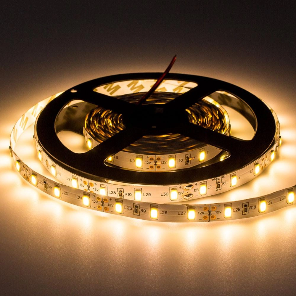 LED lenta 5630, 12V, 12W/m, 1000 lm/m, 2700K, IP20, silti balta (OPTONICA)