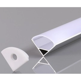 Alumīnija stūra profils LED sloksnei līdz 12 mm, 2 m, 15,8 × 15,8 mm, pelēks/balts (OPTONICA)