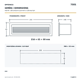 LED pakāpienu gaismeklis 6W, 480lm, 3000K, IP65, melns (Optonica 7501)