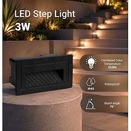 LED pakāpienu gaismeklis 3W, 180lm, 4200K, IP65, melns (Optonica 7548)