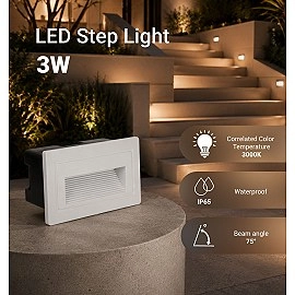 LED pakāpienu gaismeklis 3W, 180lm, 3000K, IP65, balts (Optonica 7549)