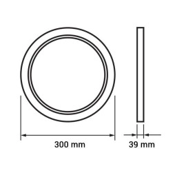 24W, LED gaismas panelis, 1600Lm, 120°, IP20, apaļš - virs apmetuma