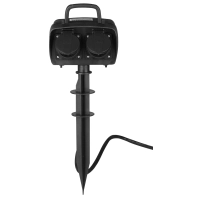 Dārza pagarinātājs ar 2 rozetēm, 1,5 m kabeli, 230V 16A, maks. 3680W, IP44, melns (Optonica)