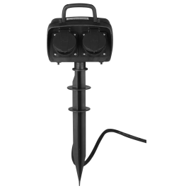 Dārza pagarinātājs ar 2 rozetēm, 1,5 m kabeli, 230V 16A, maks. 3680W, IP44, melns (Optonica)