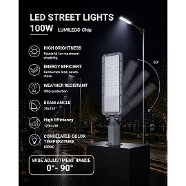 LED ielu gaismeklis 100W, 12000lm, 6000K, IP65, pelēks (Optonica 9244)