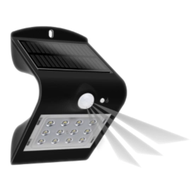 1.5W, 190lm + 30lm LED gaismeklis ar saules paneli un sensoru, 4000K, IP65, bez vada