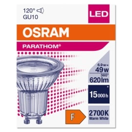 6.9W, GU10, LED spuldze, 827 (80W) 2700K 575lm 120° - Ledvance 