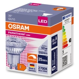 Dimmējama 4.5W GU10 LED spuldze 927 (50W) 2700K 350lm 36° - OSRAM - 4058075608337