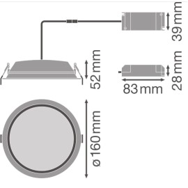 14W iebūvējams LED panelis, 1190 lm, IP44, Ledvance