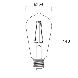 5.9W, E27, ST64, Filament, Philips LED spuldze, 806Lm, 2200-2700K