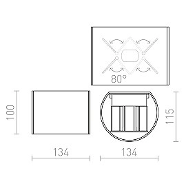 TITO R DIMM āra sienas lampa balta, LED 2x3W 3000K (Rendl)