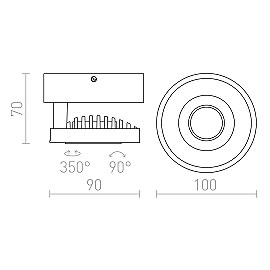 DIGA I LED virsapmetuma/sienas gaismeklis 5W 3000K balts/antracīta (Rendl)