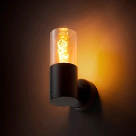 QUINN WALL āra sienas lampa melna / dzintara stikls, E27 11W (Rendl)