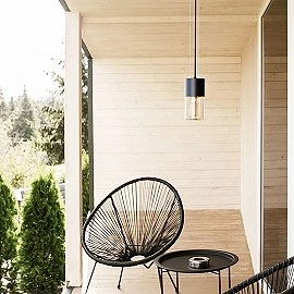 QUINN āra piekaramā lampa melna / dzintara stikls, E27 11W (Rendl)