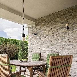 QUINN āra piekaramā lampa melna / dzintara stikls, E27 11W (Rendl)