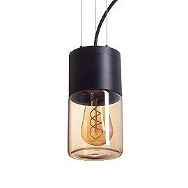 QUINN āra piekaramā lampa melna / dzintara stikls, E27 11W (Rendl)