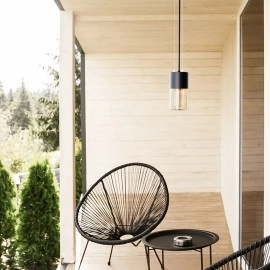 QUINN āra piekaramā lampa melna / dzintara stikls, E27 11W (Rendl)