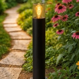 QUINN 60 āra stabiņa lampa melna / dzintara stikls, E27 11W (Rendl)