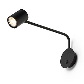 FILIP sienas lampa ar plecu melna, GU10 5W (Rendl)