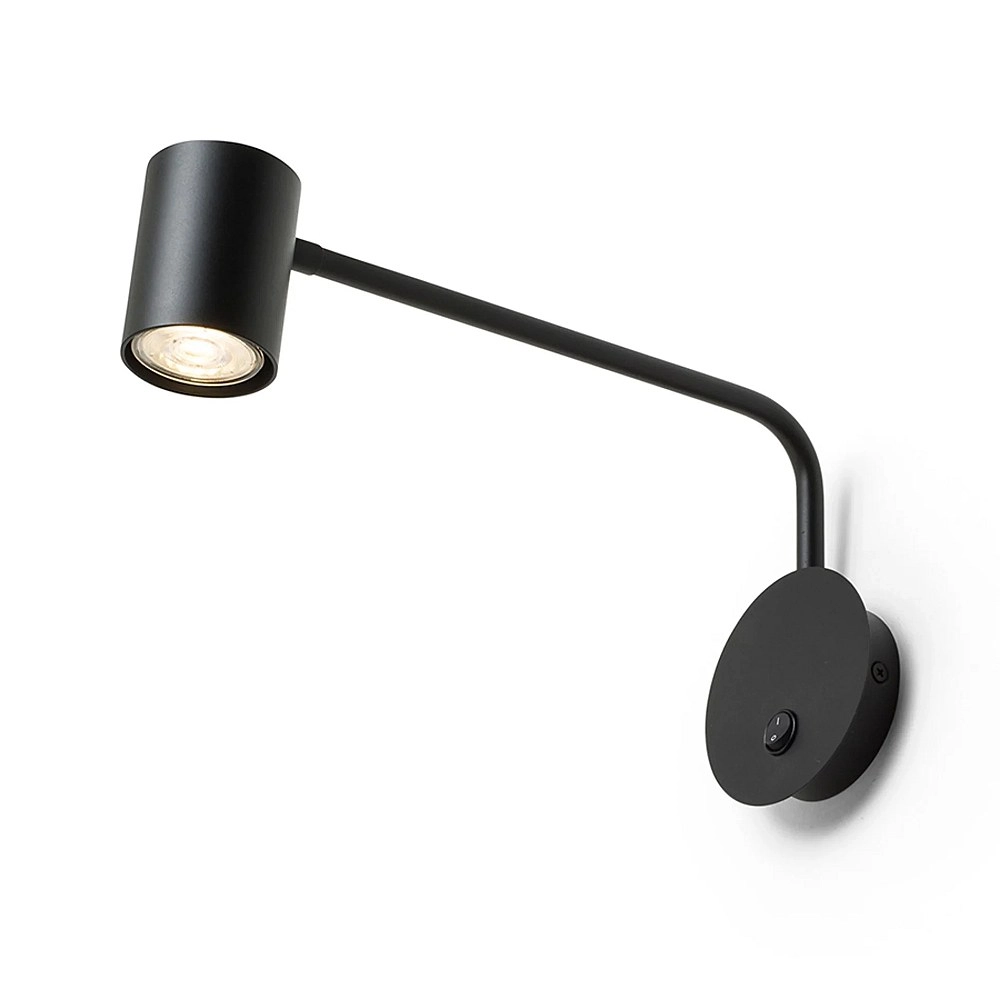 FILIP sienas lampa ar plecu melna, GU10 5W (Rendl)