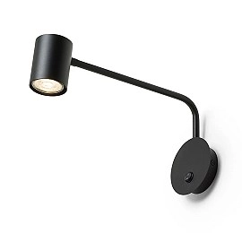 FILIP sienas lampa ar plecu melna, GU10 5W (Rendl)