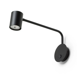 FILIP sienas lampa ar plecu melna, GU10 5W (Rendl)