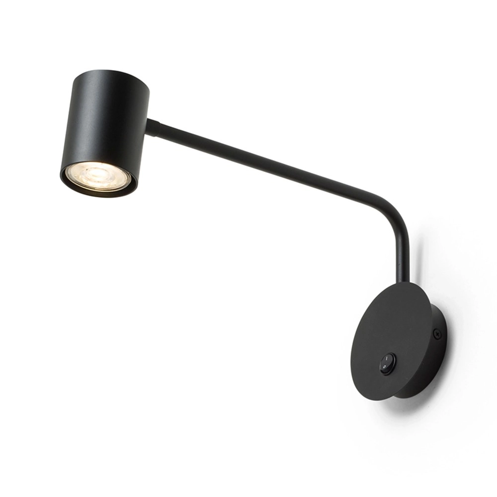 FILIP sienas lampa ar plecu melna, GU10 5W (Rendl)