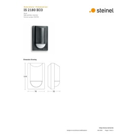IS 2180 ECO melns āra kustību sensors, 180°, 12 m, IP54 (STEINEL)