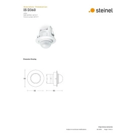 IS D360 ECO balts iebūvējams kustību sensors, 360°, IP20 (STEINEL)