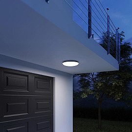 DL Vario Quattro S — āra griestu LED gaismeklis ar 4× PIR sensoriem, 3000 K, IP54 (STEINEL)