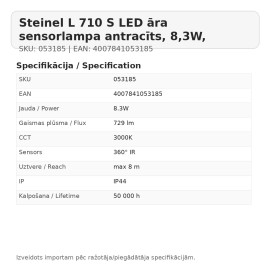 Steinel L 710 S LED āra sensorlampa antracīts, 8,3W, 729lm, 3000K