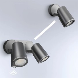 STEINEL Spot DUO S — divgalvu sienas prožektors ar PIR sensoru, 2x GU10, antracīts, IP44, 3000 K