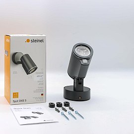 STEINEL Spot ONE S — sienas prožektors ar PIR sensoru, 1x GU10, antracīts, IP44, 3000 K