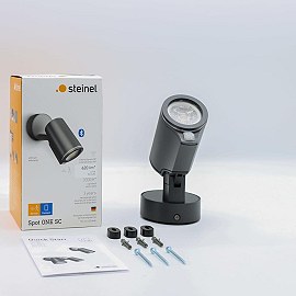 STEINEL Spot ONE SC — sienas prožektors ar PIR sensoru un Bluetooth, 1x GU10, antracīts, IP44, 3000 K