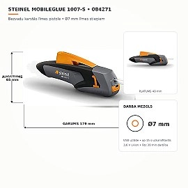 MobileGlue 1007-S bezvadu karstās līmes pistole 7 mm stieņiem (Steinel 084271)