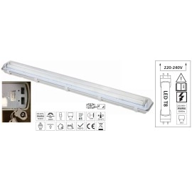 LED hermētiskā armatura 2×T8 120 cm, IP65, G13 (Spector Light)