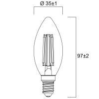 LED retro sveces spuldze ToLEDo RT Candle 6W 806 lm 2700K E14, caurspīdīga (Sylvania)