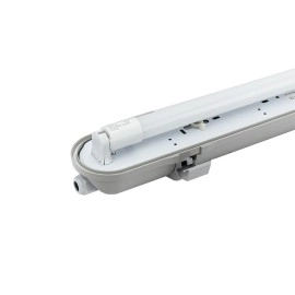 T8 LED caurules armatūra 1x60cm, IP65, vienpusējas barošanas caurulei (OPTONICA)